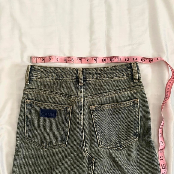 Ganni high-waisted denim skirt with raw hem and split size 34 - Picture 3 of 6